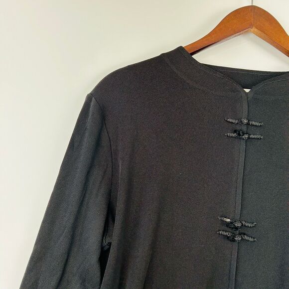 Misook Formal Top XL Black‎ Long Sleeve Chinese Toggle Button Acrylic - Picture 5 of 13